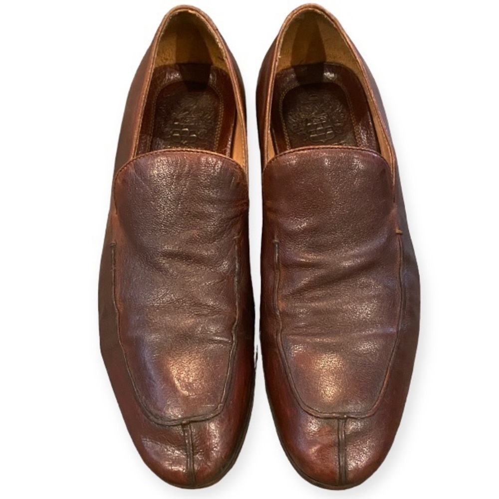 Vince Camuto Ennah Mens Loafers Brown Leather Shoes, Heel Drag, Size 9 Embossed